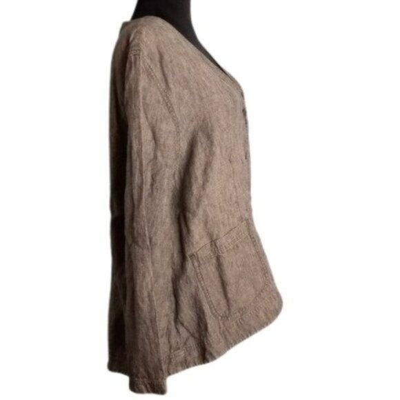 J. Jill XL Women's Linen Jacket Black Long Sleeve Button Front Casual - Picture 5 of 8